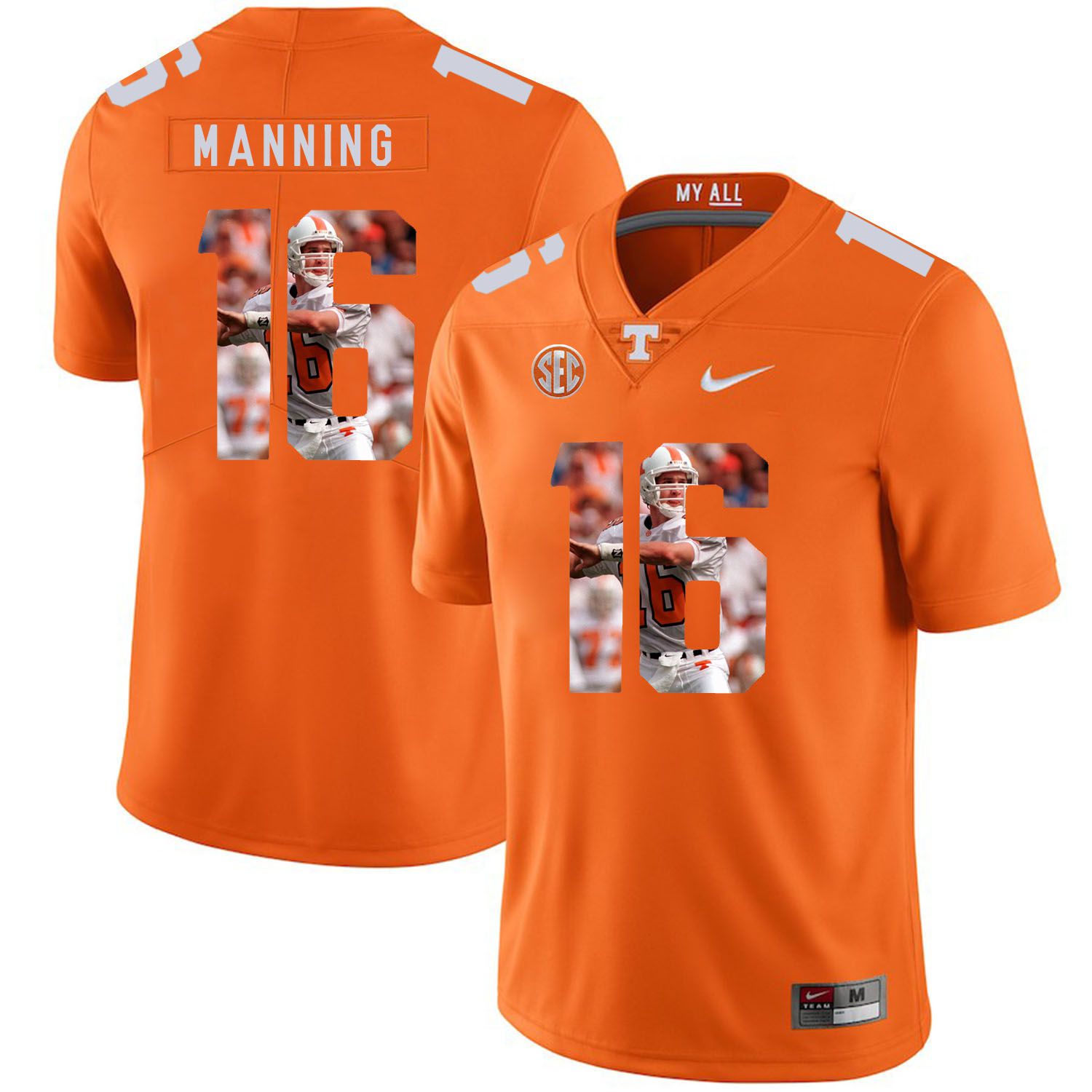 Men Tennessee Volunteers #16 Manning Orange Fashion Edition Customized NCAA Jerseys